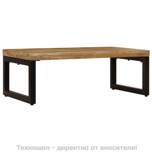 Маса за кафе, 100x50x35 см, мангово дърво масив и стомана