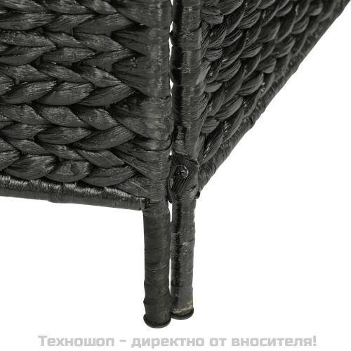 Параван за стая, 5 панела, черен, 193x160 cм, воден хиацинт