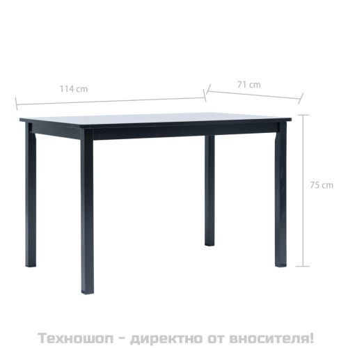 Трапезна маса, черна, 114x71x75 cм, каучуково дърво масив