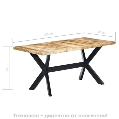 Трапезна маса, 160x80х75 cм, грубо мангово дърво масив