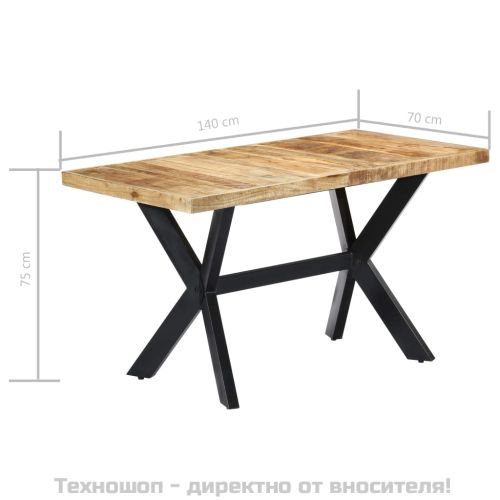 Трапезна маса, 140x70x75 cм, грубо мангово дърво масив