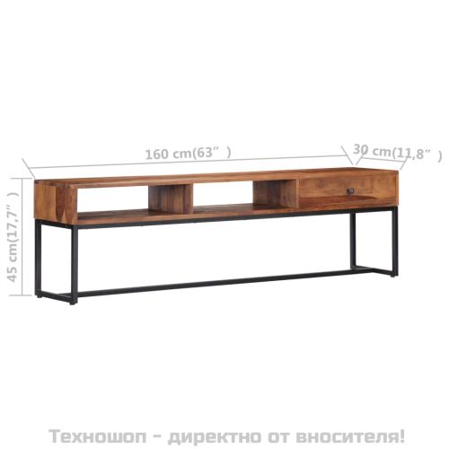 ТВ шкаф, 160x30x45 см, акациево дърво масив