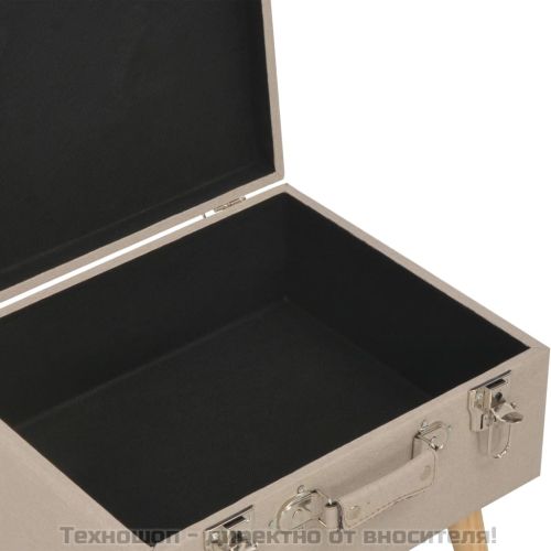 Табуретка за съхранение, 40 см, бежова, текстил