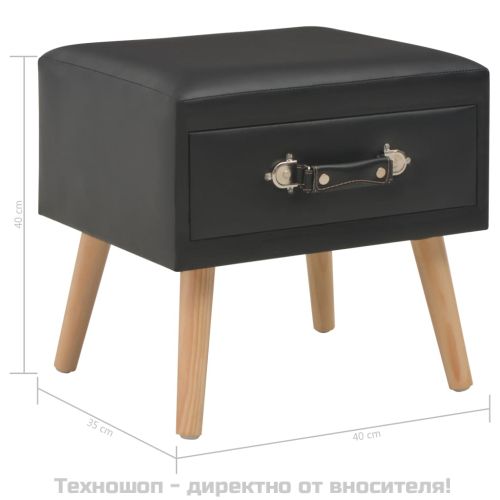 Нощно шкафче, черно, 40x35x40 см, изкуствена кожа