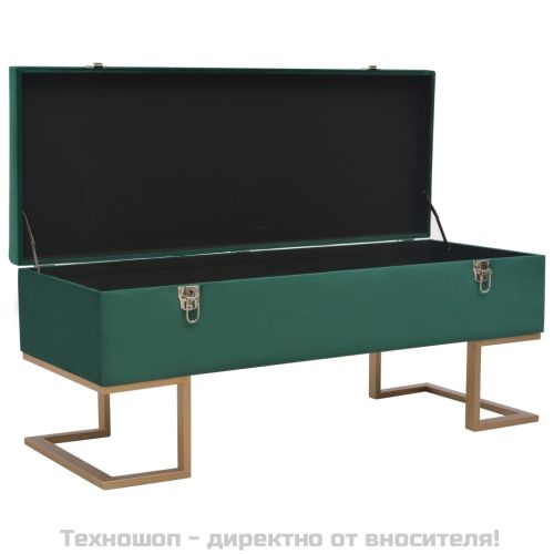 Пейка с отделение за съхранение, 105 см, зелено кадифе