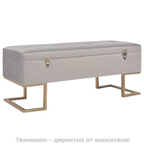 Пейка с отделение за съхранение, 105 см, сиво кадифе