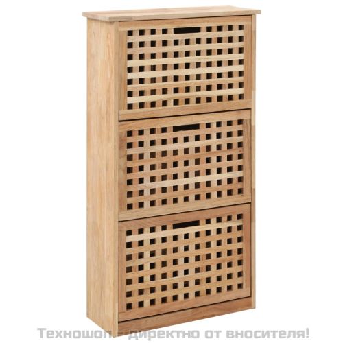 Шкаф за съхранение на обувки, 55x20x104 cм, орехово дърво масив