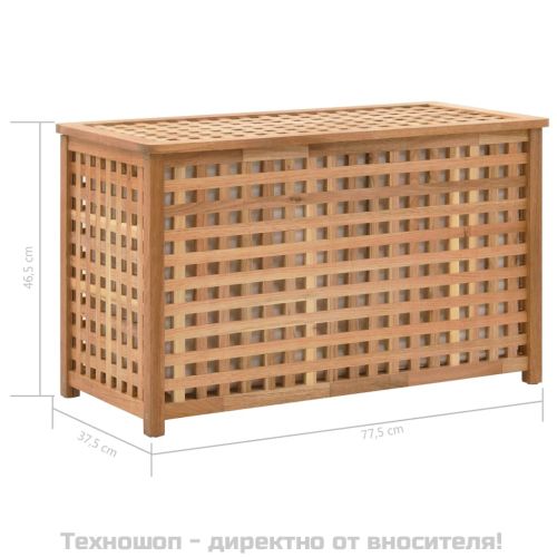 Кош за пране, 77,5x37,5x46,5 см, орехова дървесина масив