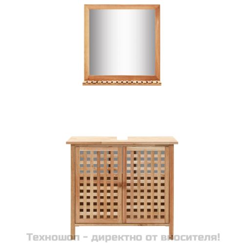 Шкаф за мивка с огледало, масивно орехово дърво