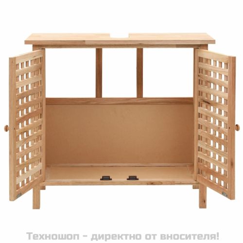 Шкаф за мивка с огледало, масивно орехово дърво