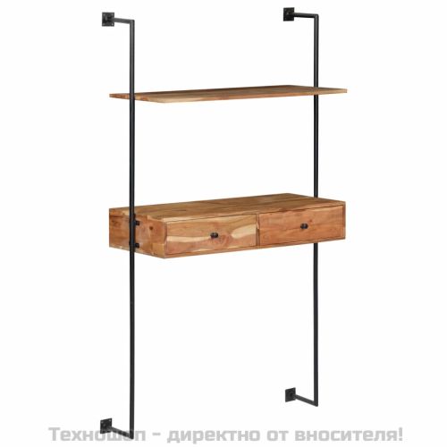 Бюро за стена, 90x40x170 см, акациево дърво масив