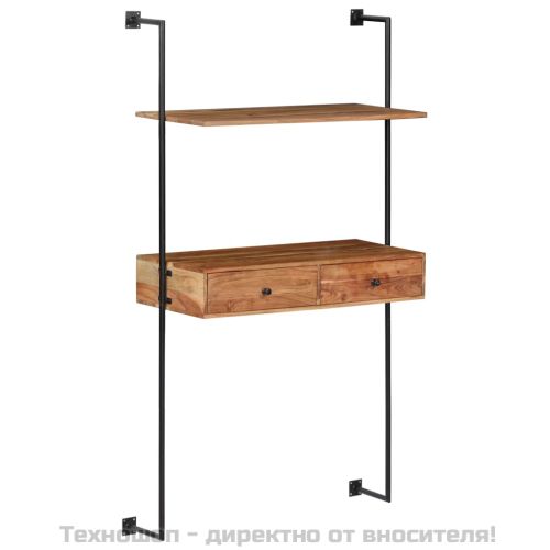 Бюро за стена, 90x40x170 см, акациево дърво масив