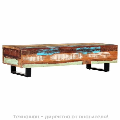 Маса за кафе, 120x50x30 см, регенерирано дърво масив и стомана