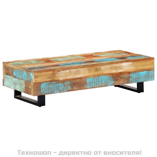 Маса за кафе, 120x50x30 см, регенерирано дърво масив и стомана