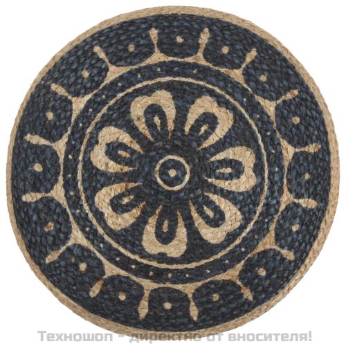 Ръчно изработен пуф, син, 45x30 см, юта