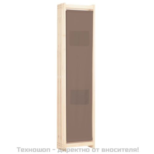 Параван за стая, 6 панела, кафяв, 240х170х4 cм, текстил