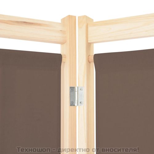 Параван за стая, 6 панела, кафяв, 240х170х4 cм, текстил