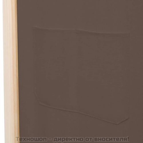 Параван за стая, 6 панела, кафяв, 240х170х4 cм, текстил