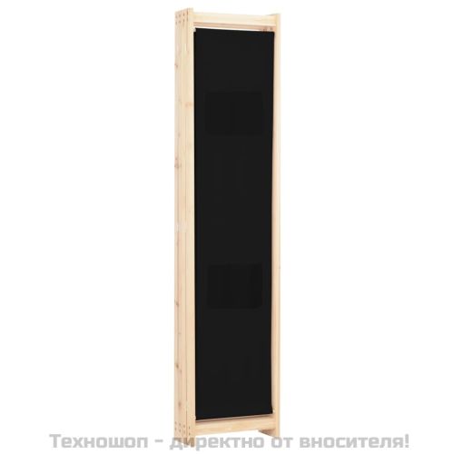 Параван за стая, 4 панела, черен, 160x170x4 cм, текстил