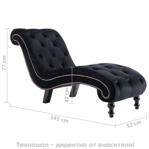 Кушетка, черна, кадифе