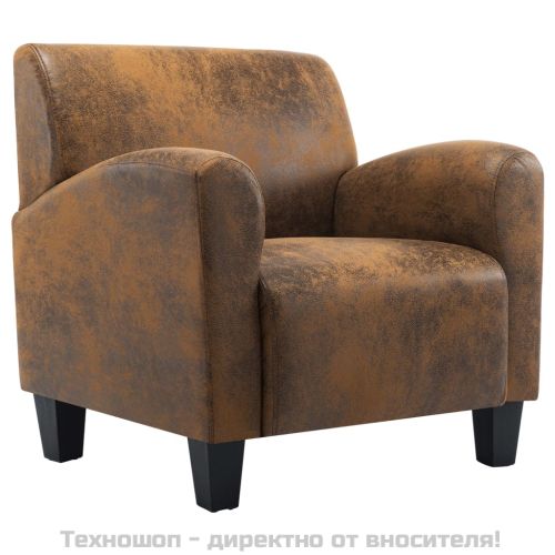 Диван-фотьойл, кафяв, 70x69x72 см, изкуствена велур