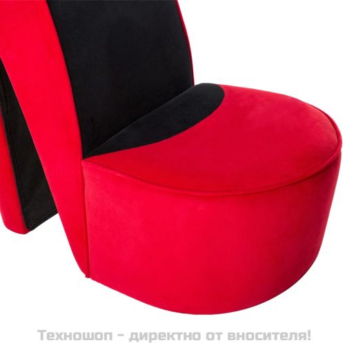 Стол във форма на обувка на висок ток, червен, кадифе