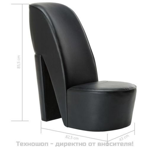 Стол във форма на обувка на висок ток, черен, изкуствена кожа