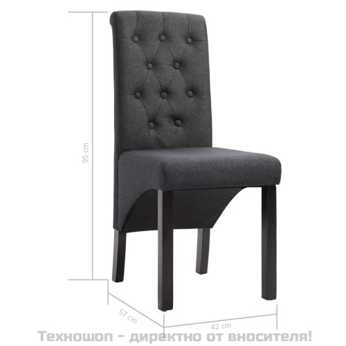 Трапезни столове, 2 бр, тъмносиви, текстил
