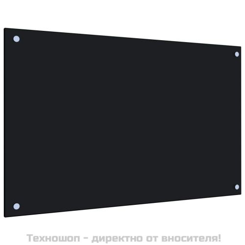 Кухненски гръб, черен, 80x50 см, закалено стъкло