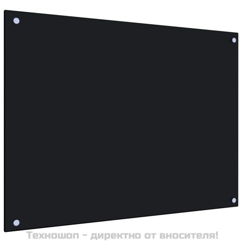 Кухненски гръб, черен, 80x60 см, закалено стъкло