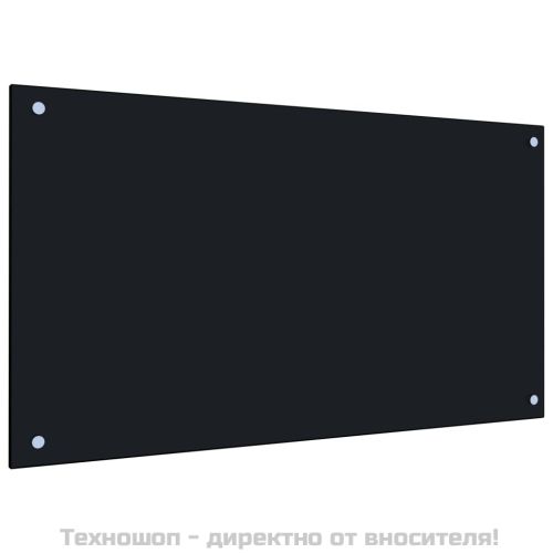 Кухненски гръб, черен, 90x50 см, закалено стъкло