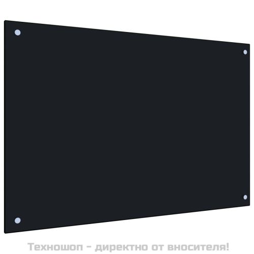 Кухненски гръб, черен, 90x60 см, закалено стъкло