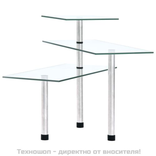 3-етажен ъглов кухненски рафт, закалено стъкло