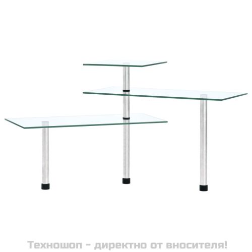 3-етажен ъглов кухненски рафт, закалено стъкло