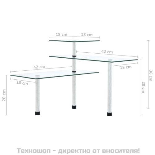 3-етажен ъглов кухненски рафт, закалено стъкло