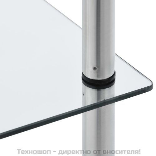 Етажерка с 6 рафта, прозрачна, 40x40x160 см, закалено стъкло