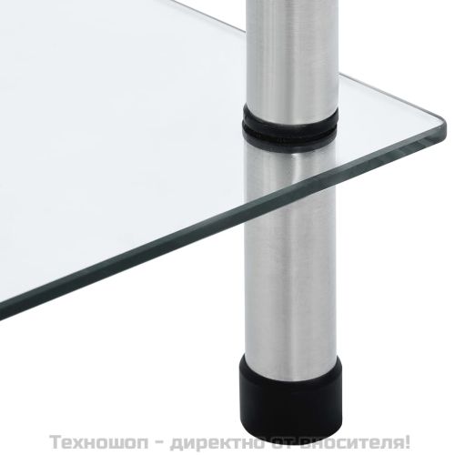 Етажерка с 6 рафта, прозрачна, 40x40x160 см, закалено стъкло