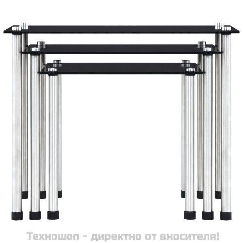 Стифиращи маси, 3 бр, черни, закалено стъкло