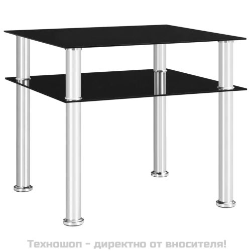 Странична маса, черна, 45x50x45 см, закалено стъкло