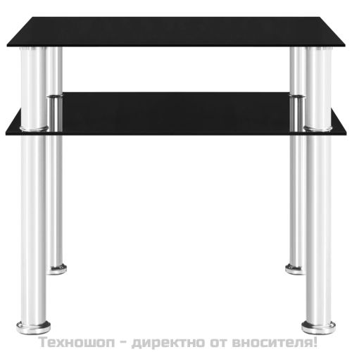 Странична маса, черна, 45x50x45 см, закалено стъкло