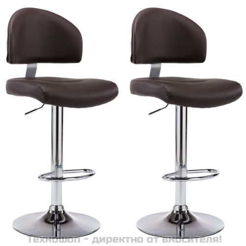 Бар табуретки, 2 бр, кафяви, изкуствена кожа