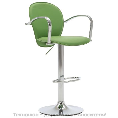 Бар табуретки с подлакътници, 2 бр, зелени, изкуствена кожа