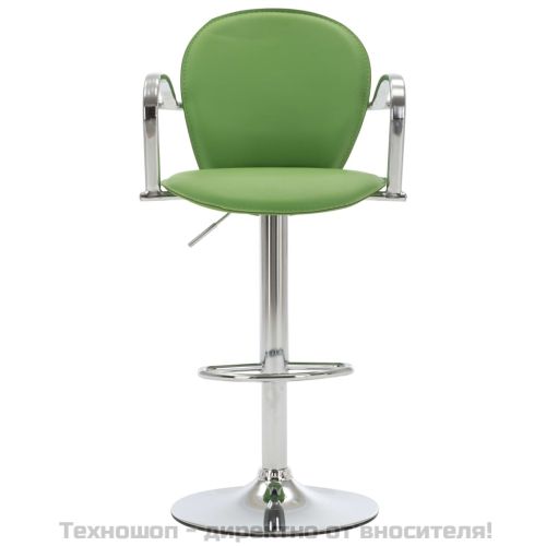 Бар табуретки с подлакътници, 2 бр, зелени, изкуствена кожа