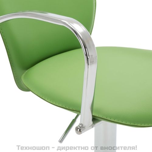 Бар табуретки с подлакътници, 2 бр, зелени, изкуствена кожа