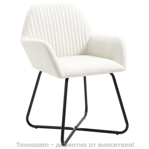 Трапезни столове, 2 бр, кремави, текстил