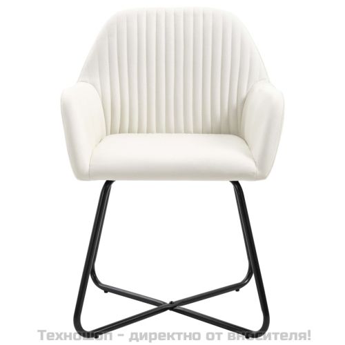 Трапезни столове, 2 бр, кремави, текстил