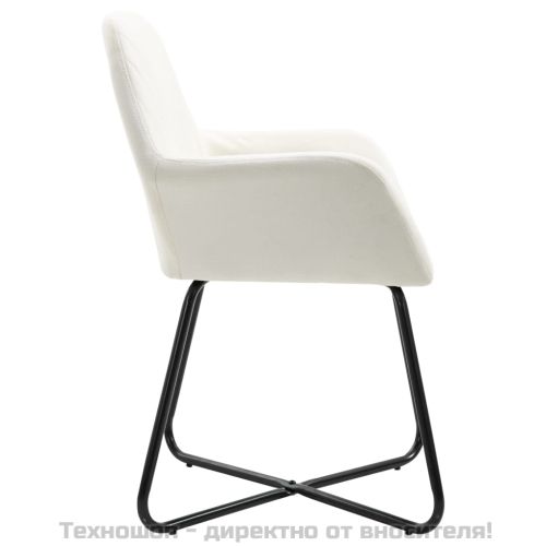 Трапезни столове, 2 бр, кремави, текстил