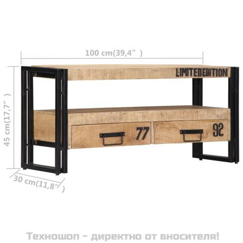 ТВ шкаф, 100x30x45 см, мангово дърво масив