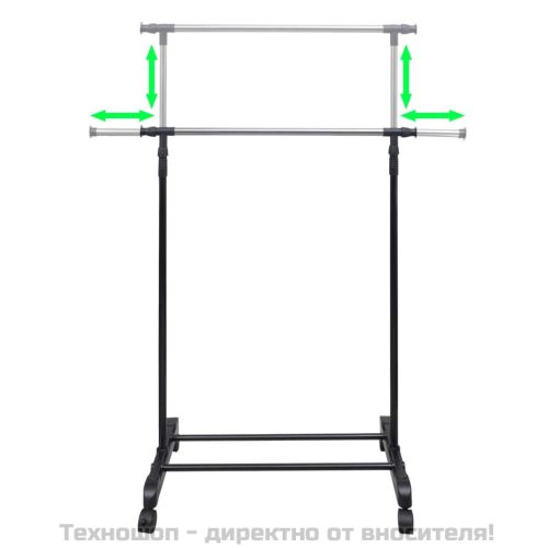 Регулируеми стойки за дрехи, 2 бр, 1 релса