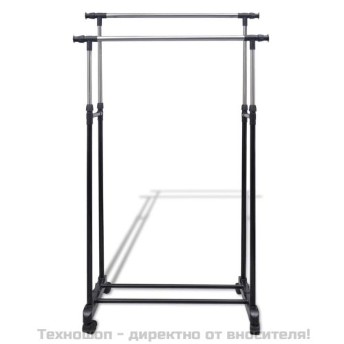 Регулируеми стойки за дрехи, 2 бр, 2 релси